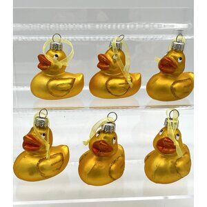 Vintage Christmas Easter Tree Glass‎ Ornament Decoration Duck Rubber ducky set 6